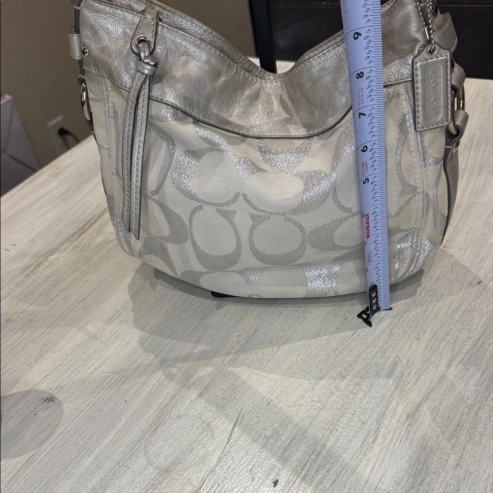 Coach Metallic Silver and Cream Shoulder Hobo Bag - Picture 16 of 16